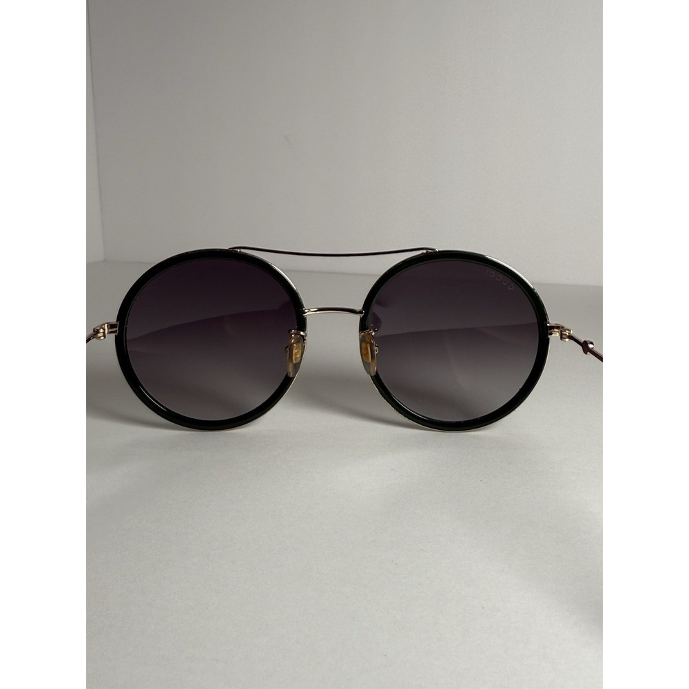 Gucci GG0061S Round Sunglasses Gold Green Red Gradient Lens 60mm Italy Bee - Picture 7 of 13